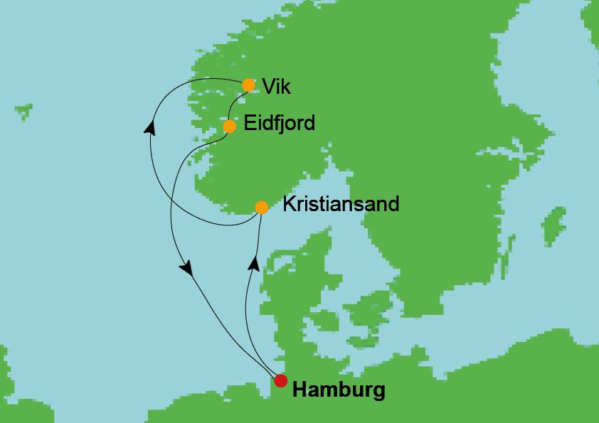 route AIDAluna 18 april 2026