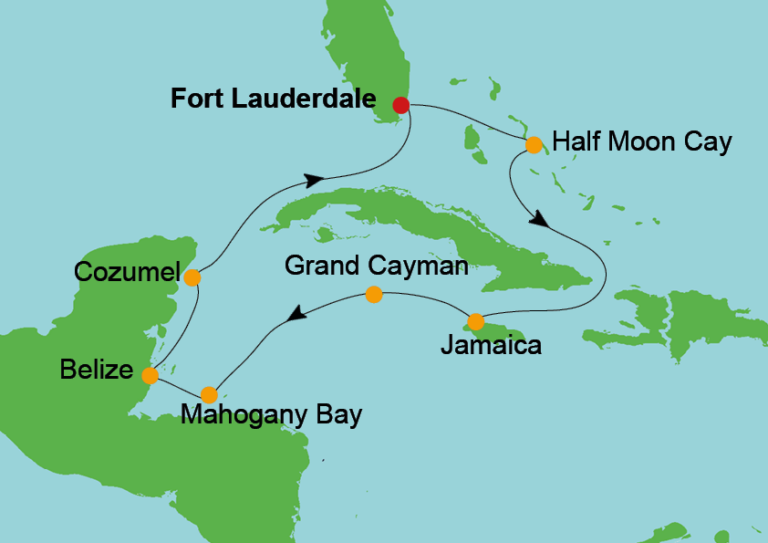 route Westelijke Caribbean Holland America Line cruise